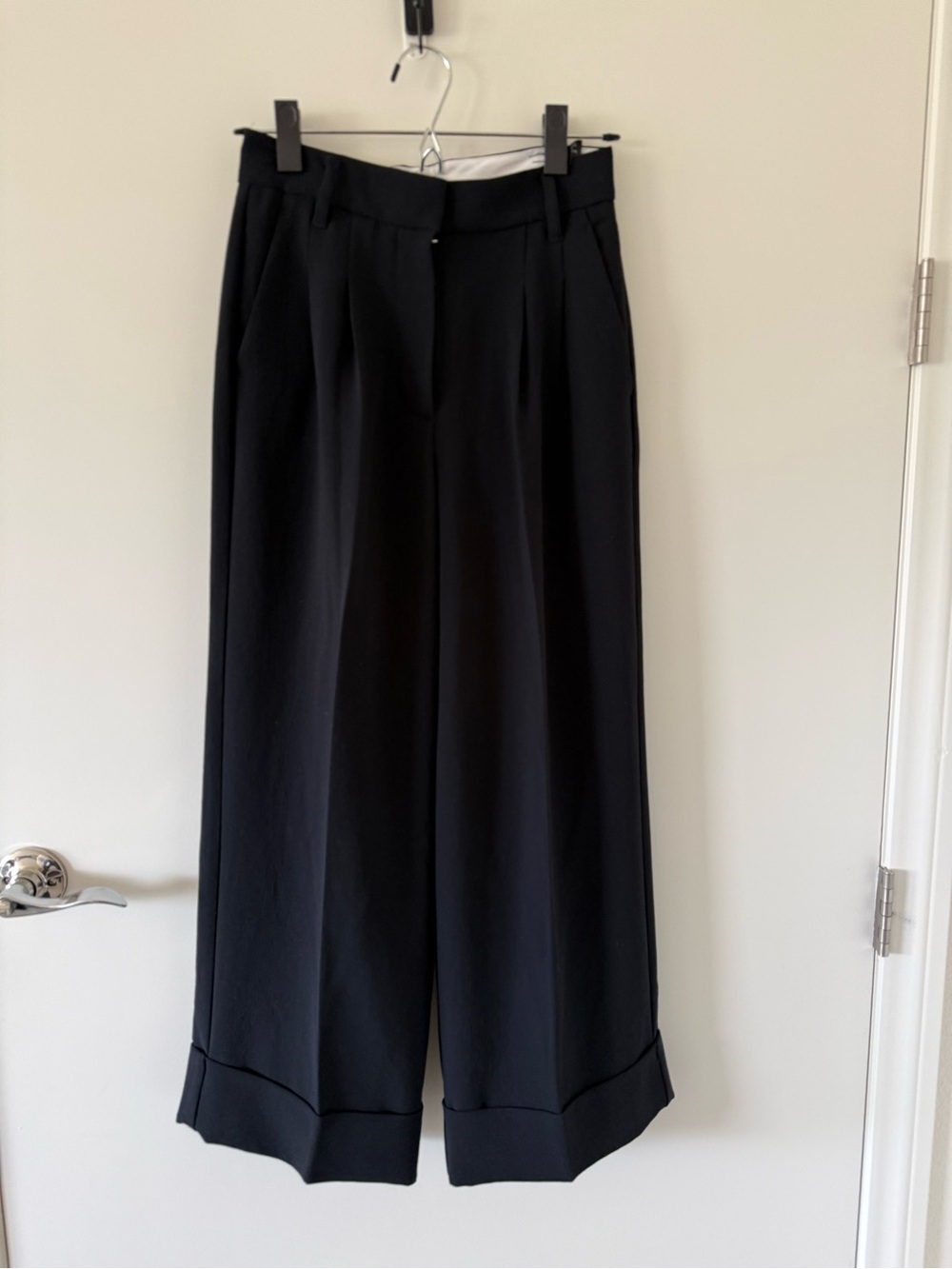 Aritzia Black Wide-Leg Pleated Trousers Prose Pants